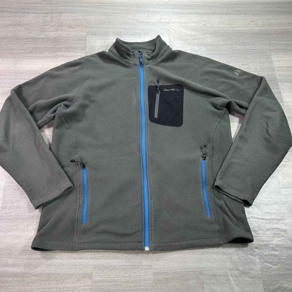 Eddie Bauer First Ascent Jacket Mens Large Gray Fleece Full Zip Polartec Outdoor